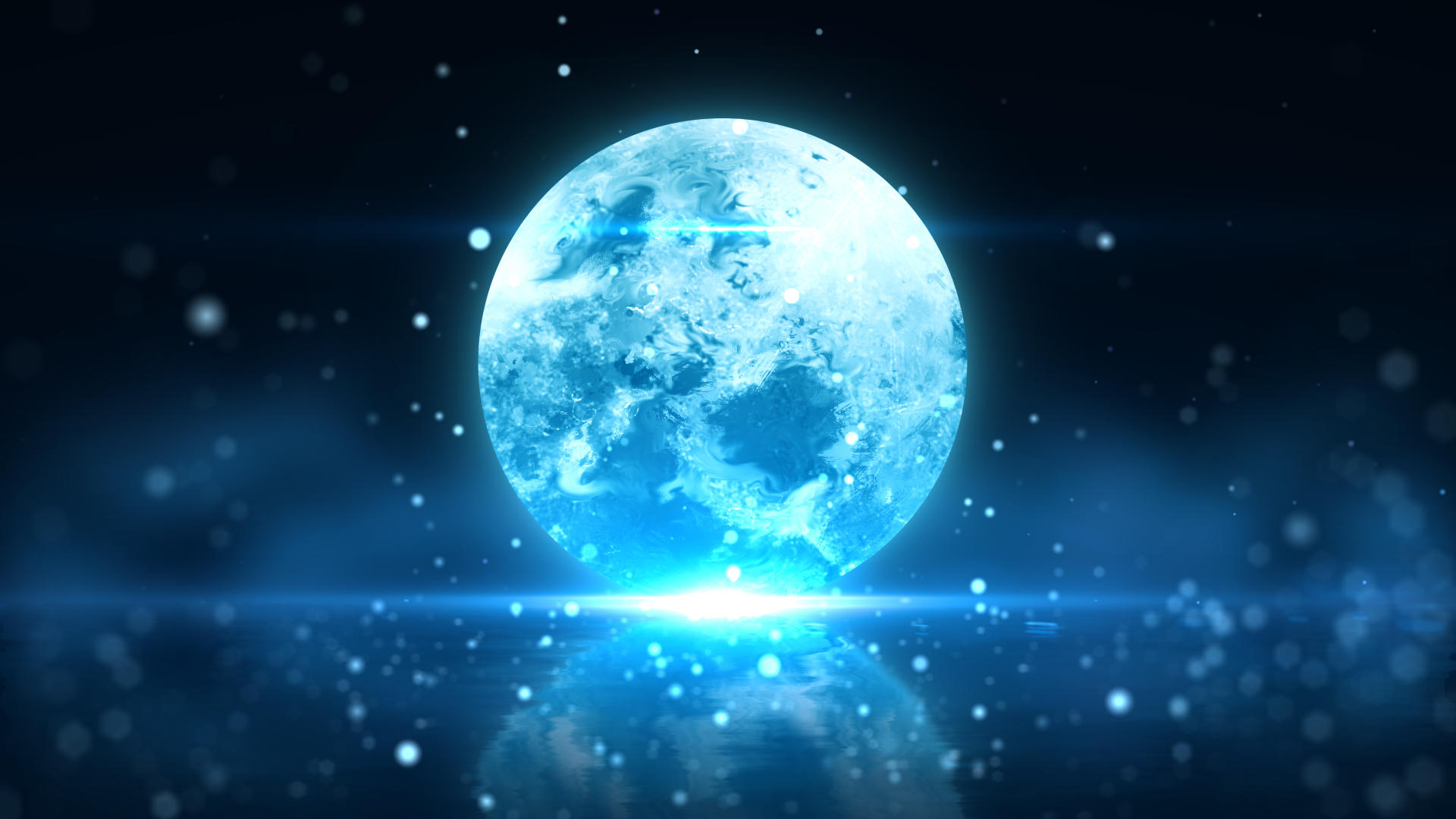 唯美蓝色圆月背景视频的预览图