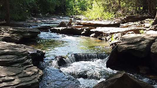 慢慢运动的视频水流通过岩石在小溪视频的预览图
