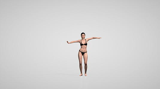 一个瘦瘦的女人做腹部舞无缝环在白色工作室变胖视频的预览图
