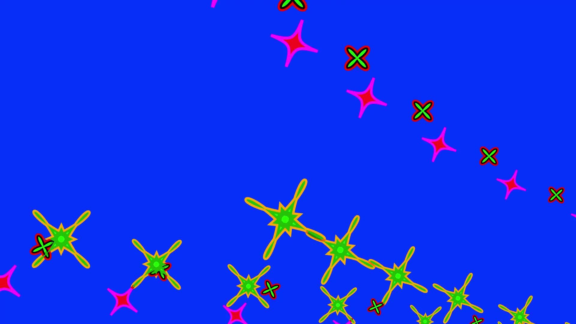 蓝色背景上不同几何形状的彩色流动视频的预览图