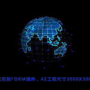 蓝色科技地球旋转透明通道视频的预览图
