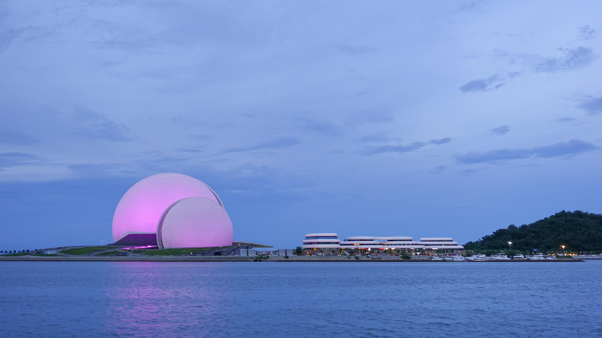 延时摄影5k素材珠海地标大剧院夜景视频的预览图
