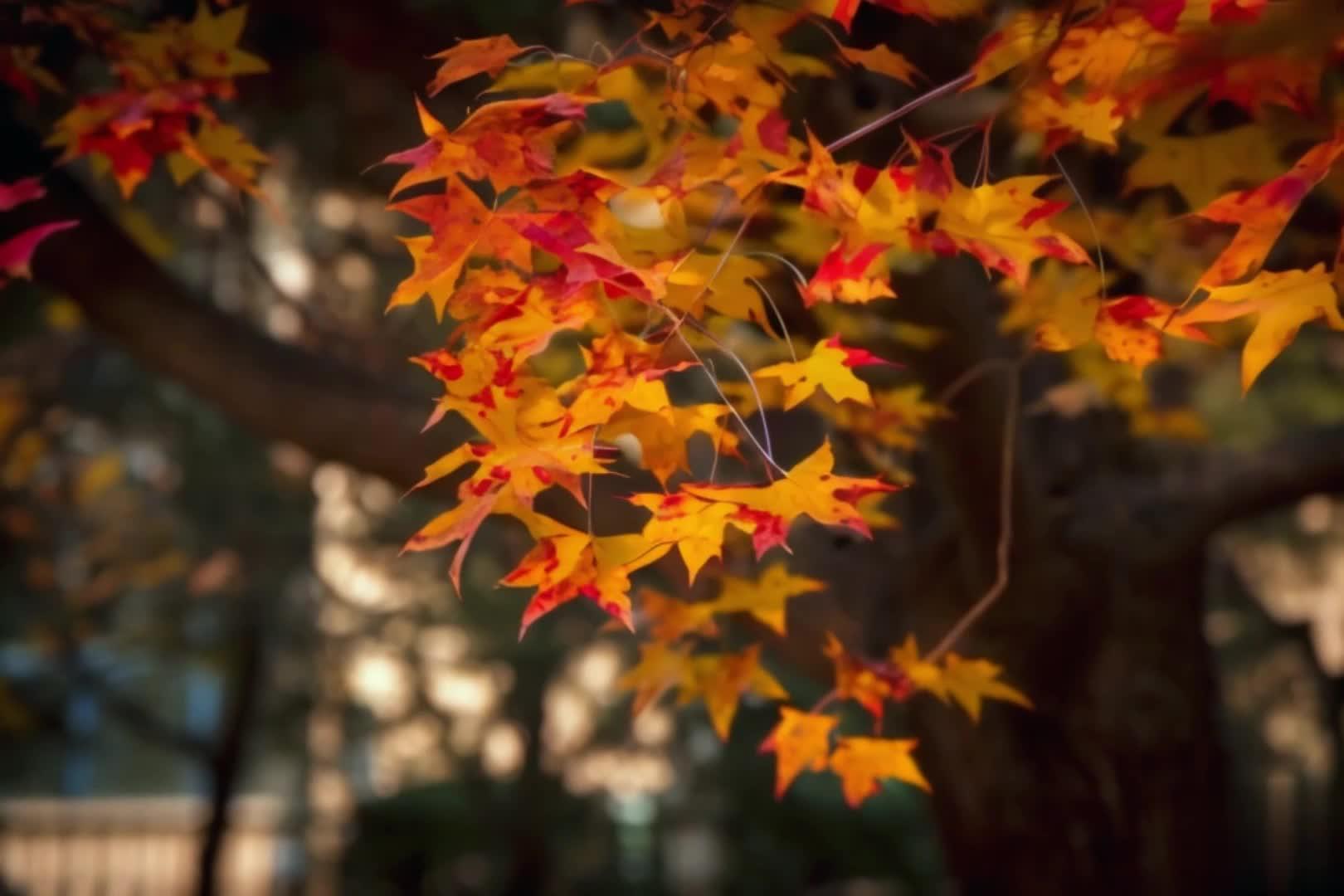 【收藏】深秋落叶枫叶背景视频视频的预览图