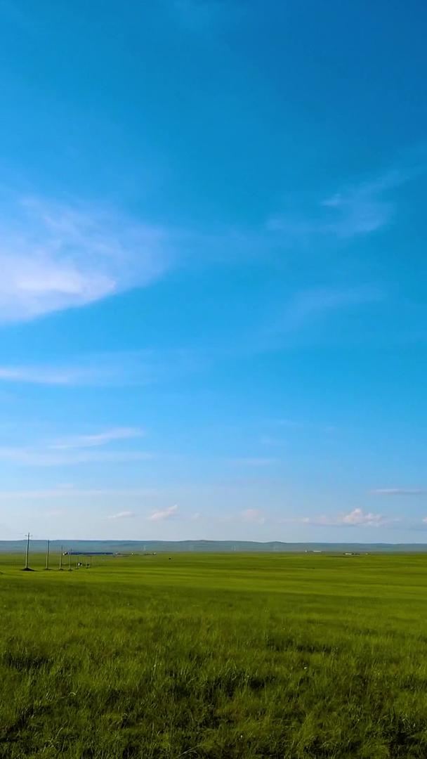 实拍蓝天白云下散落在绿色草原上的蒙古包群群视频的预览图