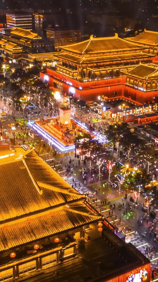 西安大唐不夜城市景区非遗文化航拍延迟视频的预览图