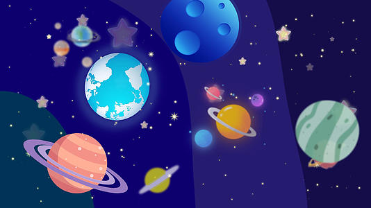 卡通儿童太空星空宇宙动画背景4K视频的预览图