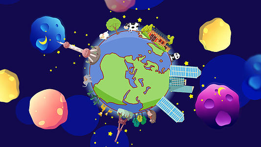 星球太空卡通背景循环视频的预览图