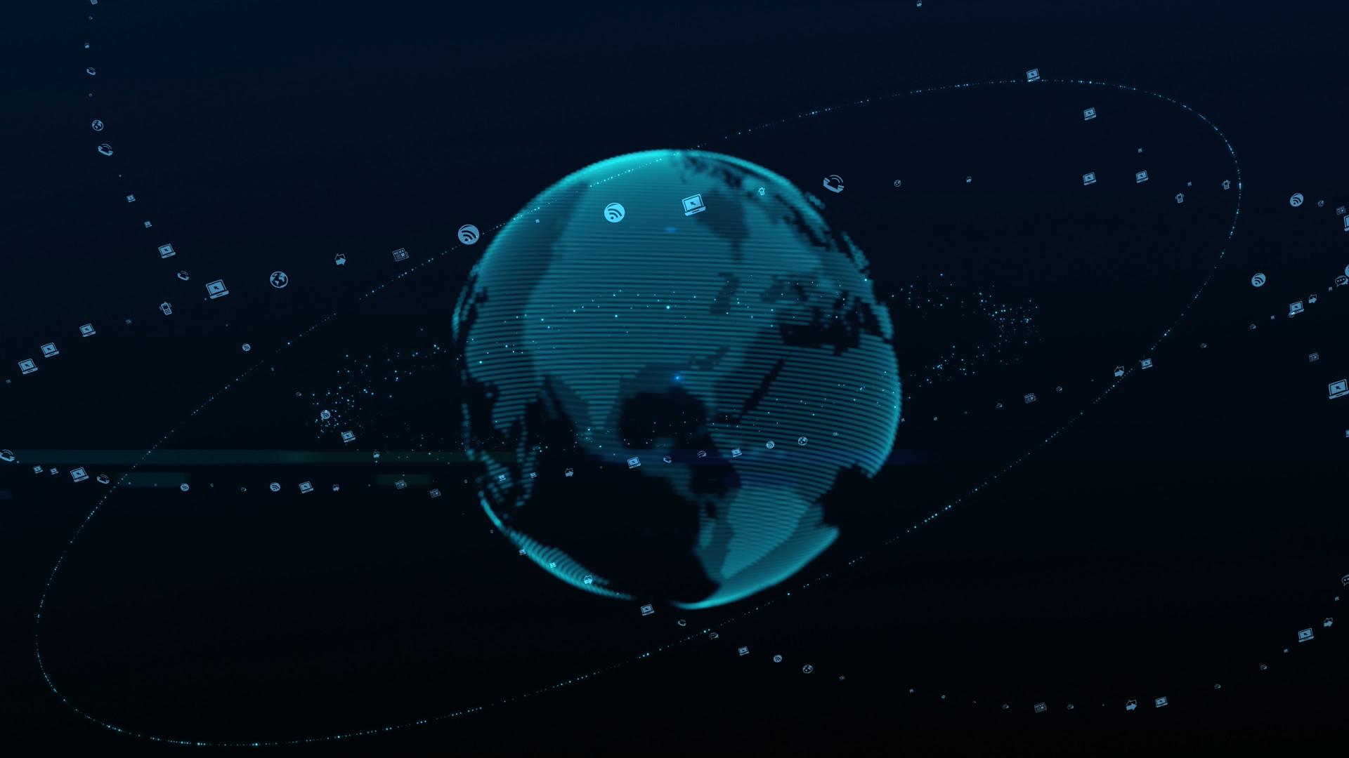 震撼科技粒子互联网地球背景视频的预览图