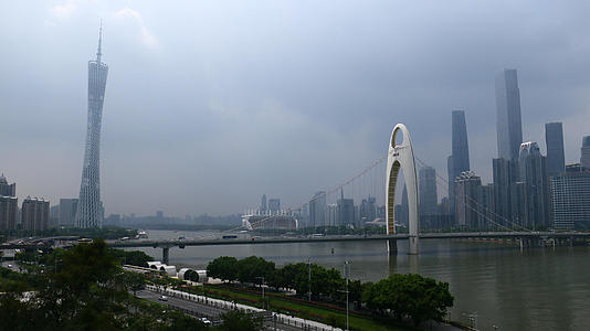 广州猎德大桥乌云移动经典延时4k视频的预览图
