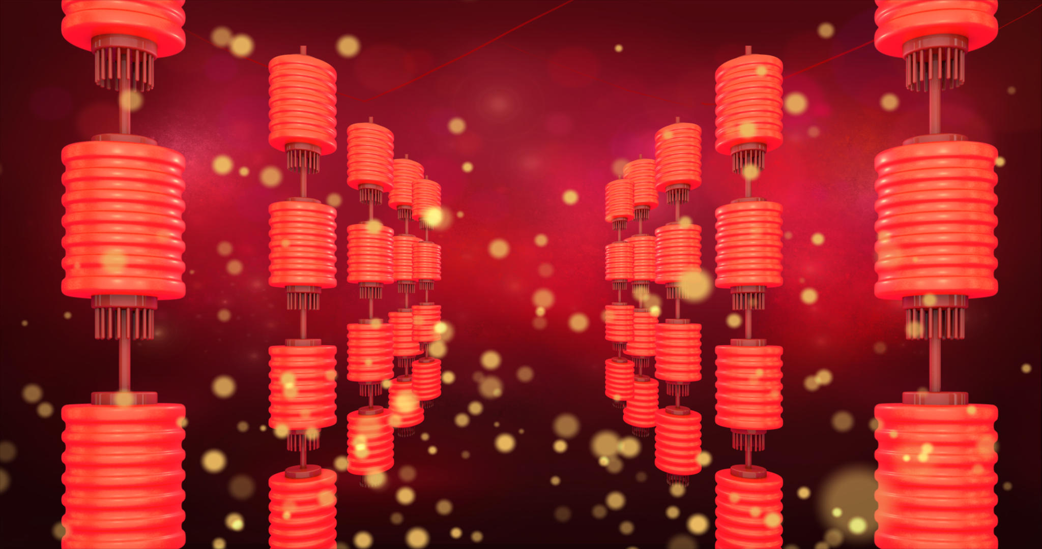 4K新年喜庆灯笼红色背景素材视频视频的预览图