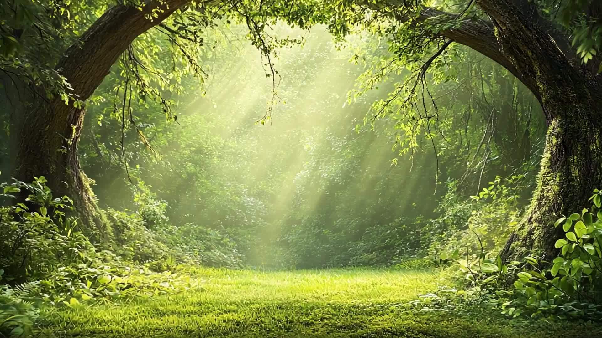 春日阳光树林清晨雨水森林阳光立春立春视频的预览图