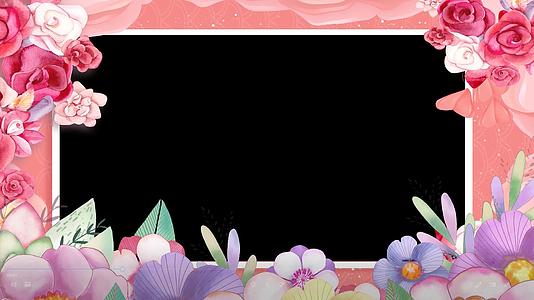 4K粉红花边框唯美动画视频的预览图
