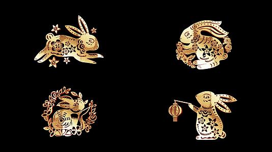 中国风兔年4K金色通道元素视频的预览图