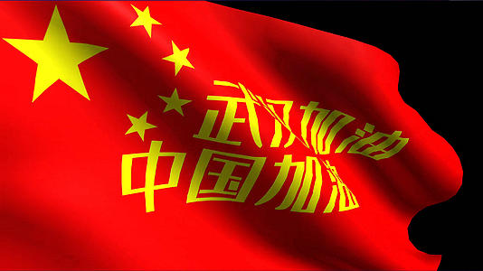 4K武汉加油旗帜视频元素带透明度视频的预览图