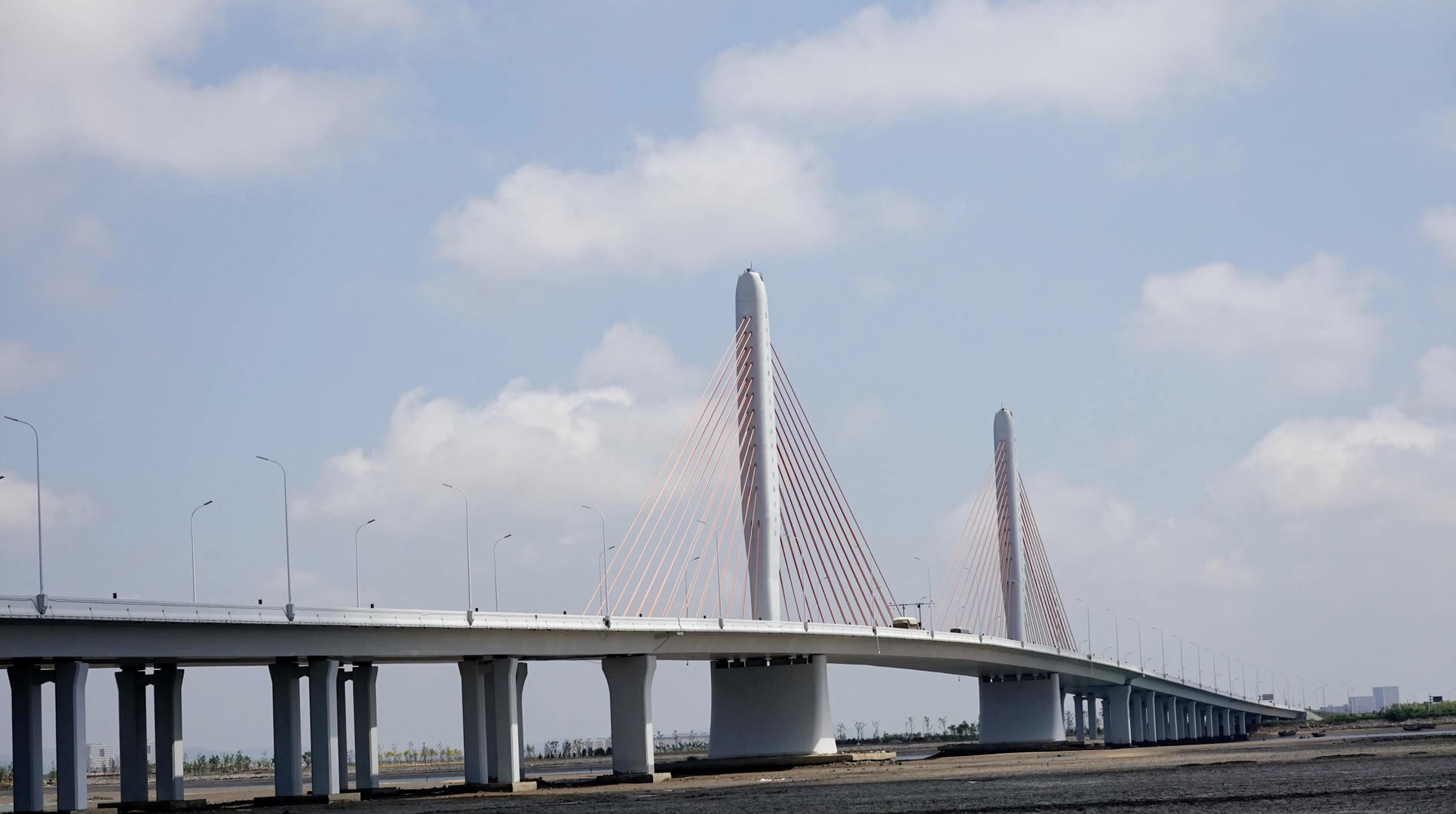 夏季的大桥及云层延时摄影视频的预览图