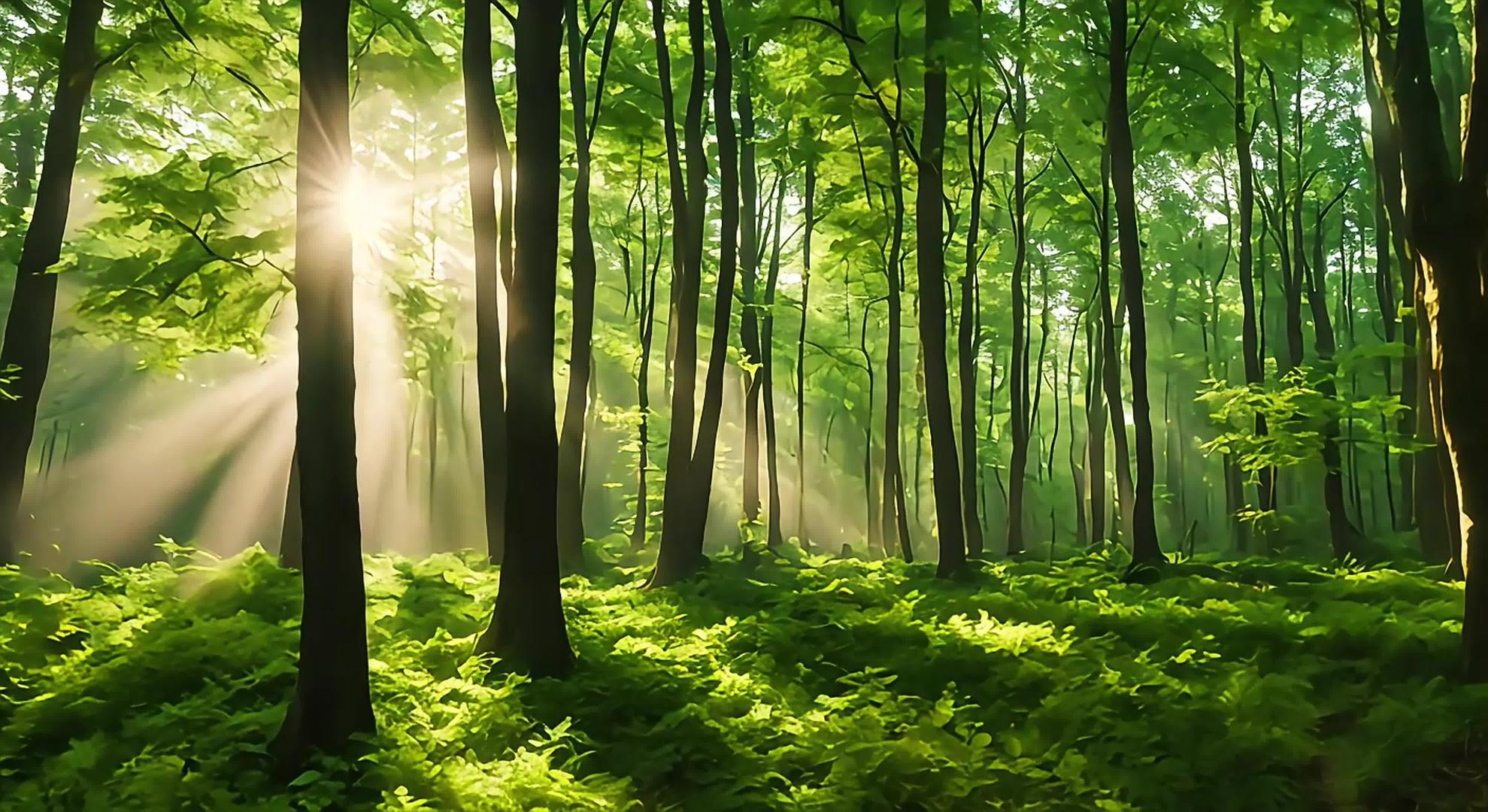 4k阳光透过森林丁达尔光线照射视频的预览图