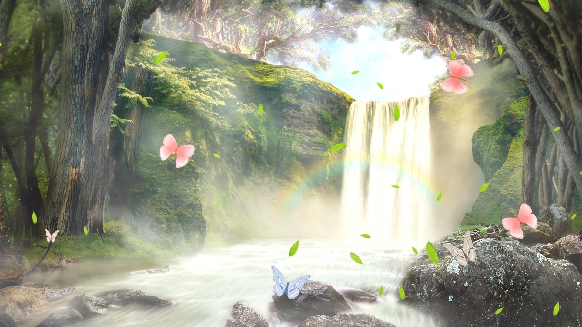 唯美动态视频瀑布流水背景元素视频的预览图