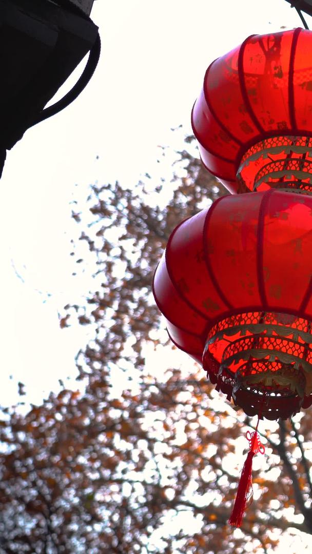 春节屋檐下的红灯笼实拍视频的预览图