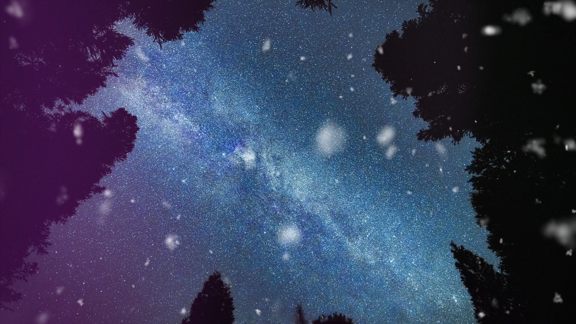 4K俯瞰星空雪花夜景视频的预览图