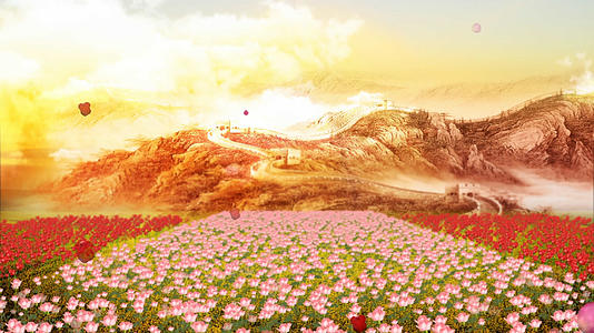 大气的长城花卉背景视频的预览图