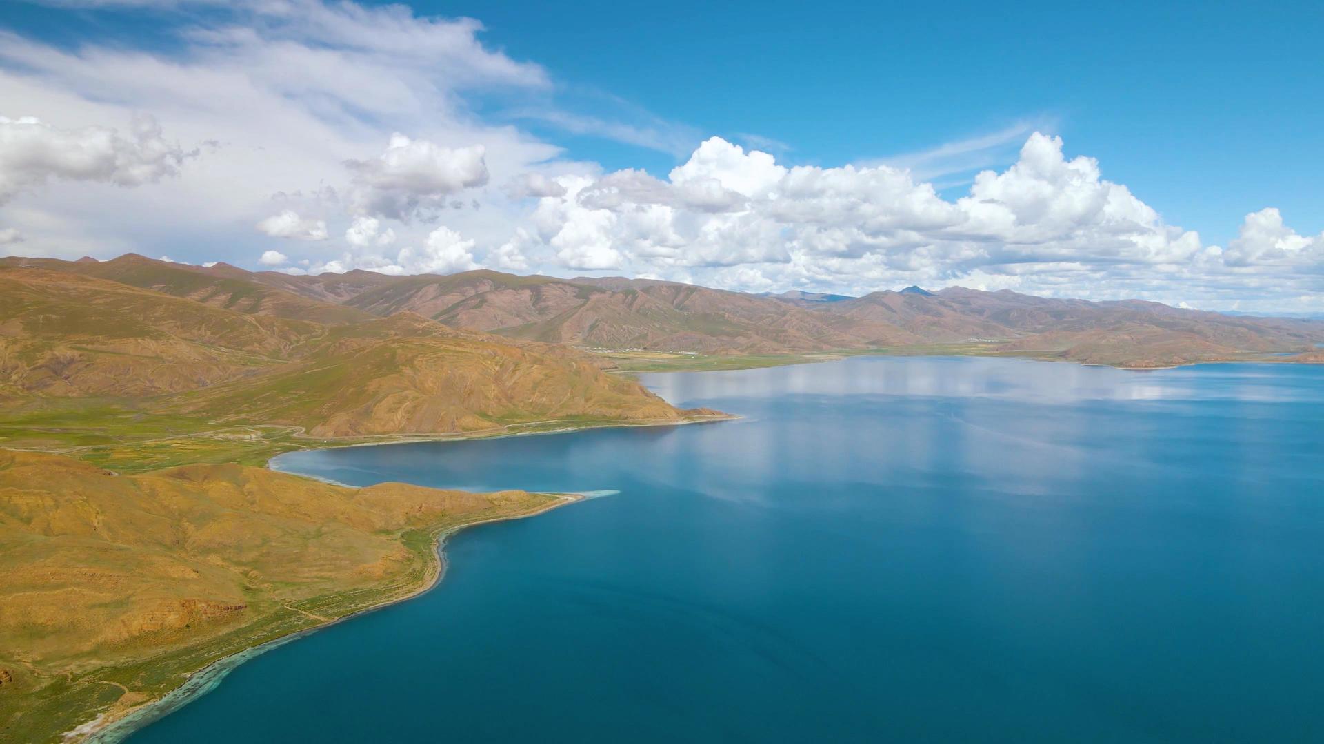 金秋藏区圣湖羊卓雍措视频的预览图