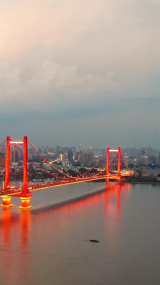 武汉鹦鹉洲长江大桥夜景航拍视频的预览图