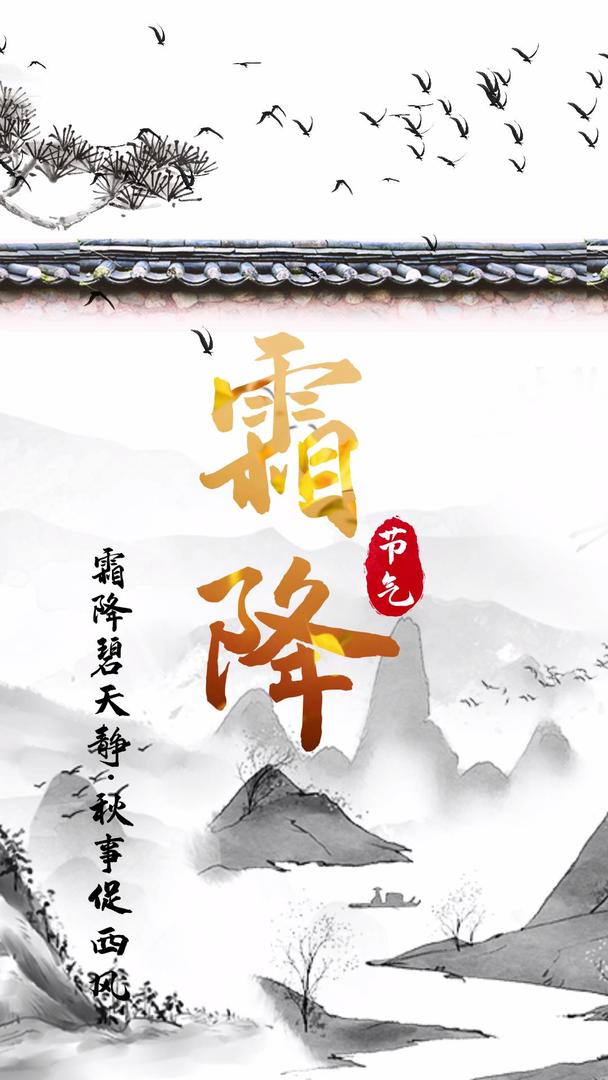 中国风唯美霜降节日节气视频海报视频的预览图