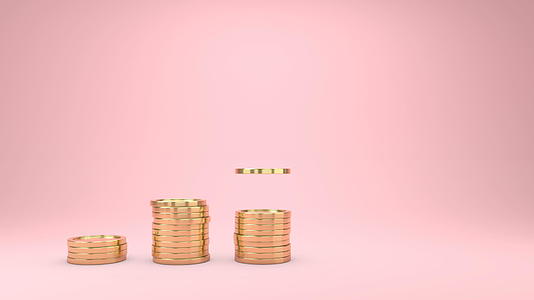 粉色背景3D金币堆叠式视频的预览图
