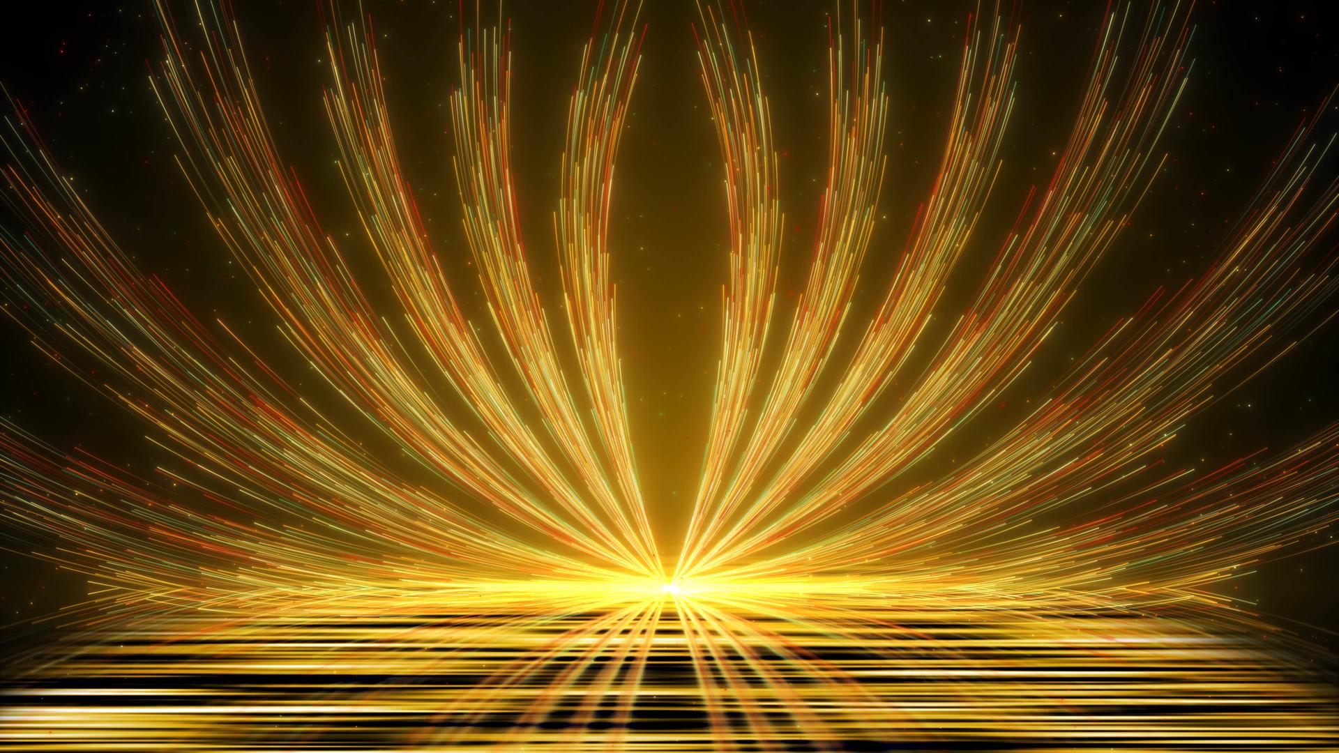 美丽耀眼的粒子光翅爬上漂浮的舞美背景视频的预览图