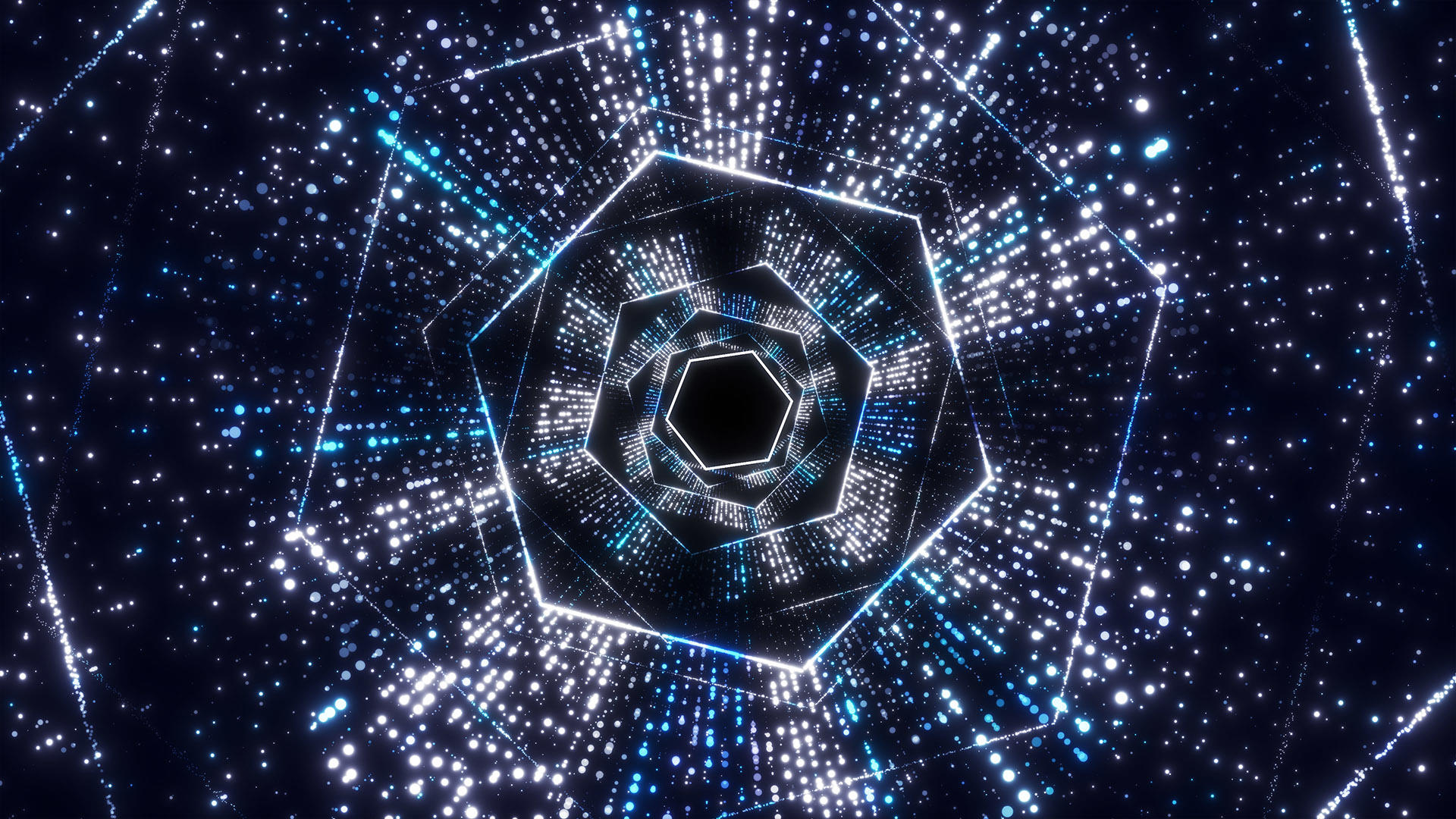 4k穿梭隧道蓝色粒子背景视频的预览图