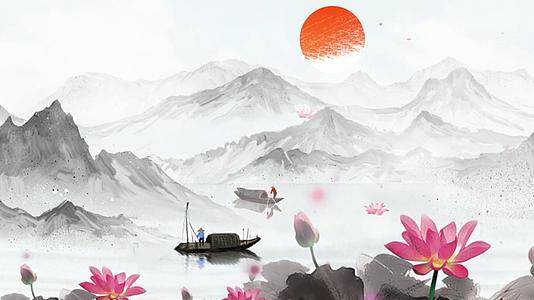 中国风水墨山水风景图视频的预览图