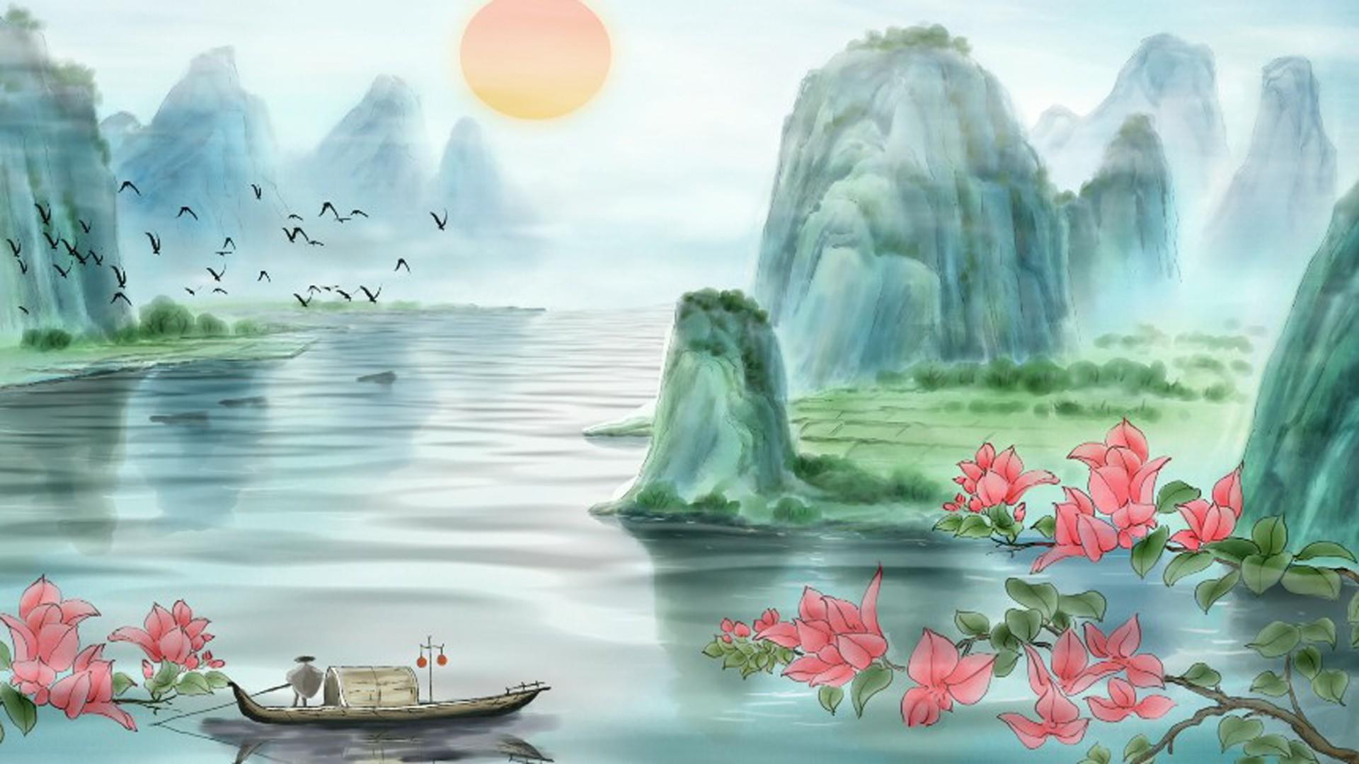 彩色山水风景视频的预览图