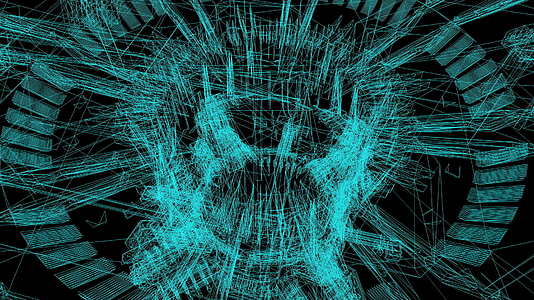 蓝色科技3d工业建筑电线框架模型视频的预览图