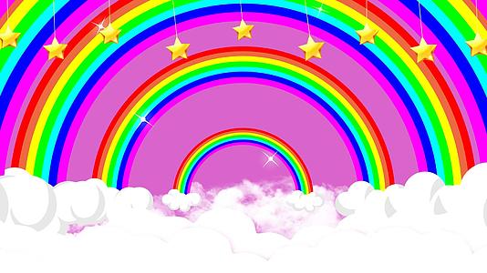 彩虹云朵卡通背景4K视频的预览图
