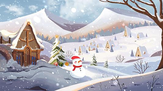 4K圣诞节森林雪景背景视频视频的预览图