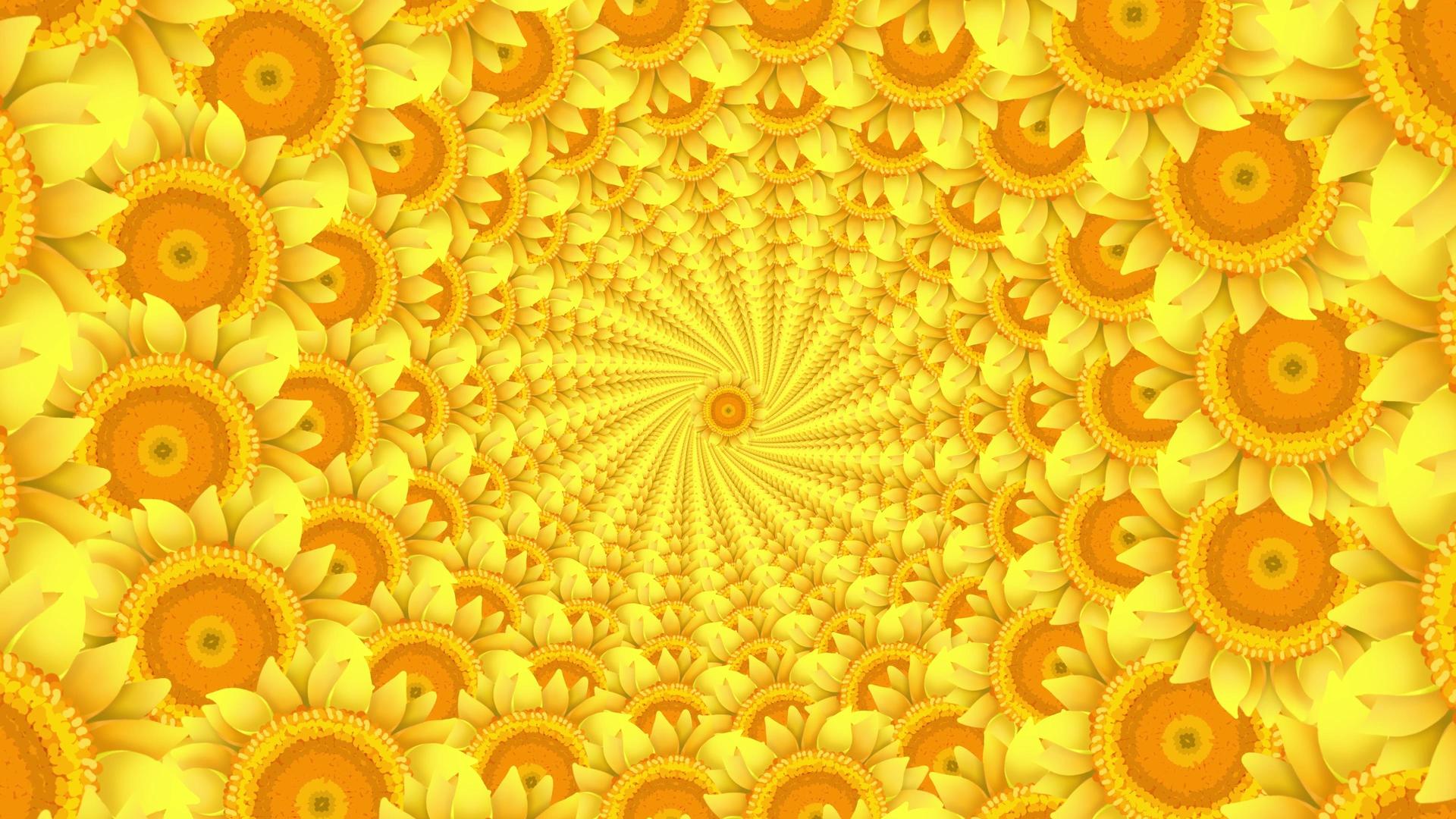 4K动态向日葵万花筒旋转背景视频视频的预览图