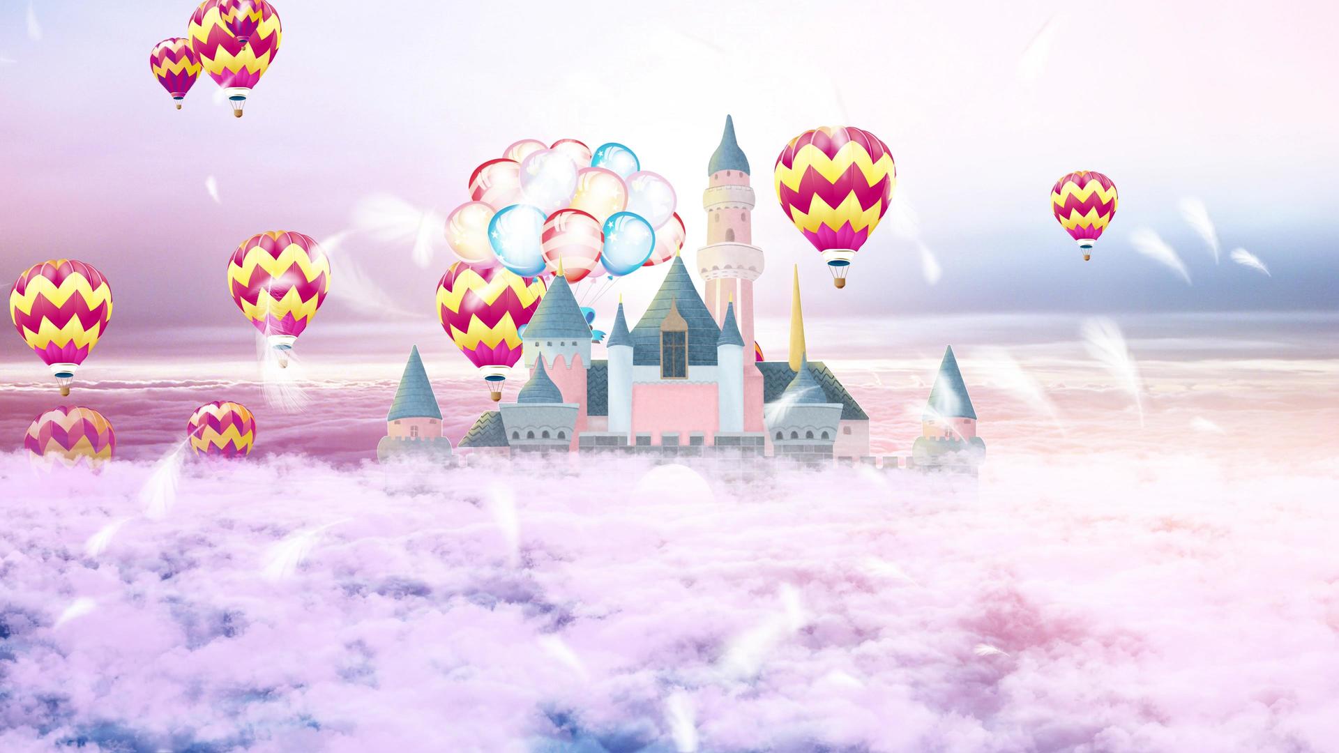 唯美动态云端城堡4K背景视频视频的预览图