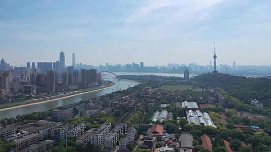 航拍武汉起源地标长江汉江交汇处4k素材视频的预览图