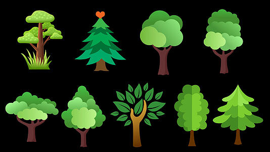 一组树木生长动画视频的预览图