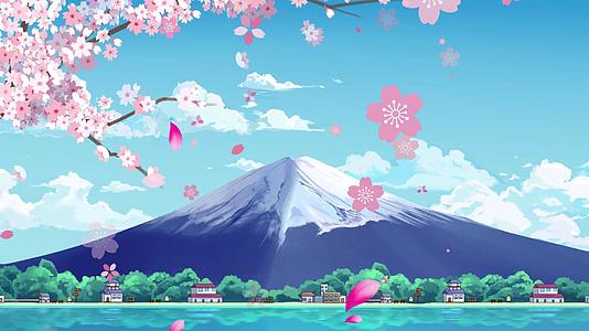 唯美日式樱花背景视频视频的预览图