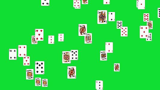 扑克牌掉落绿幕素材视频的预览图