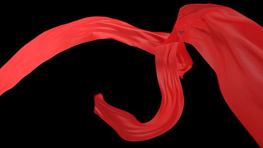 两条红绸布飞舞飘动视频的预览图