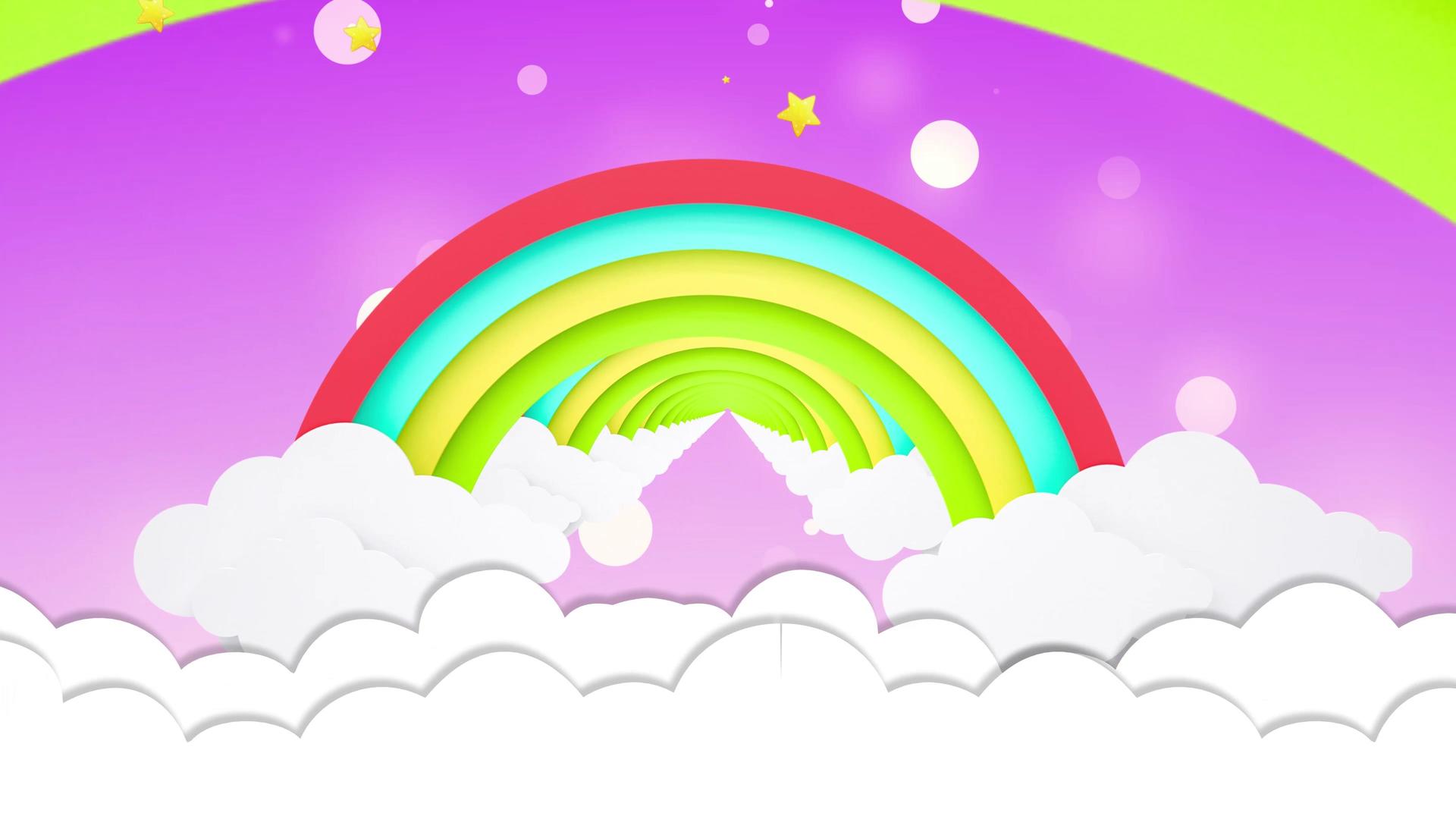 4K卡通彩虹云朵背景视频视频的预览图