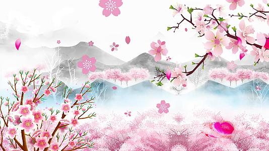水墨中国风春天樱花背景视频视频的预览图
