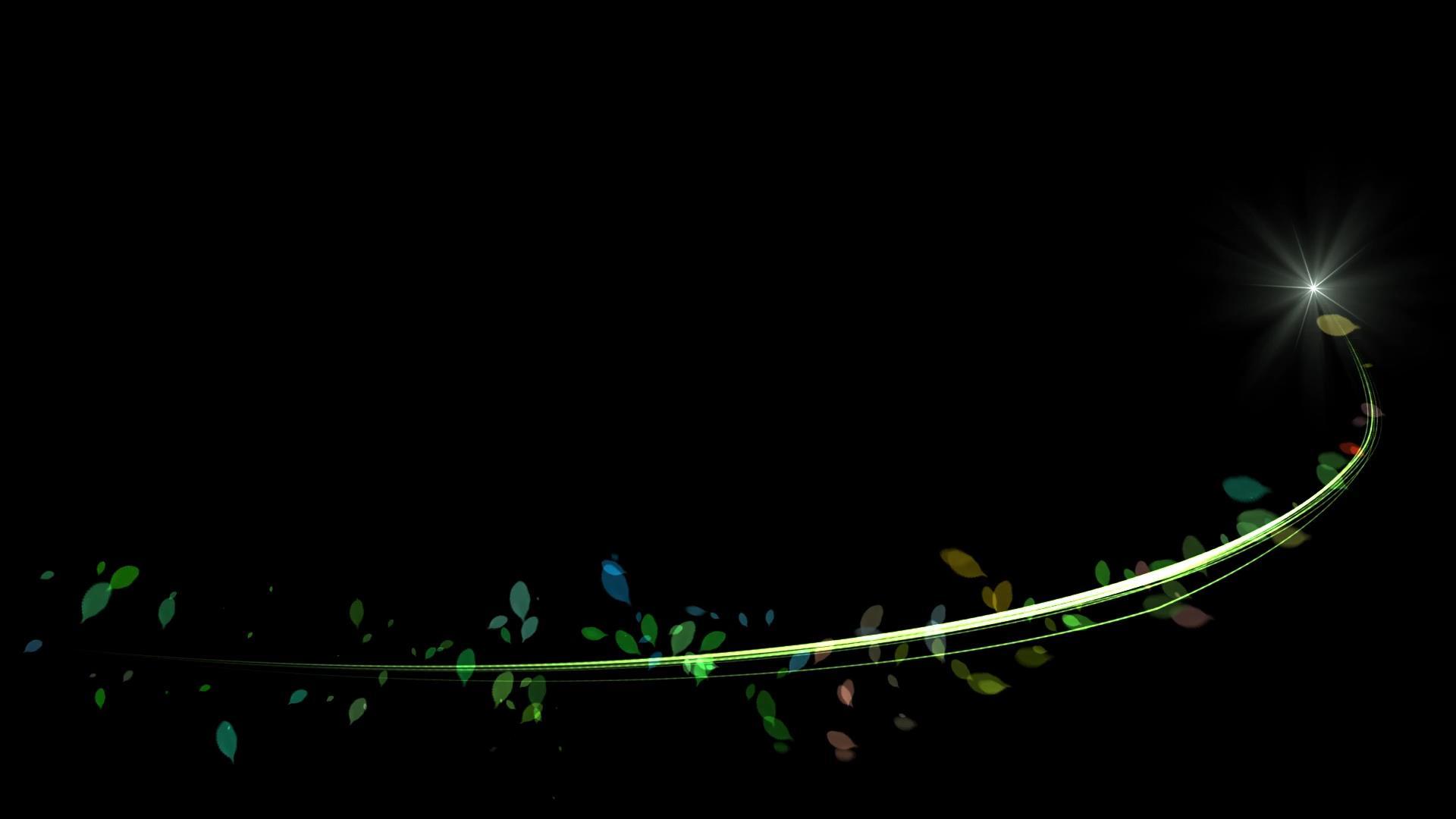 唯美动态绿叶光效线条转场视频元素视频的预览图