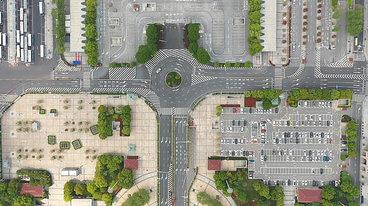 航拍城市街景道路交通停车场人行道4k素材视频的预览图