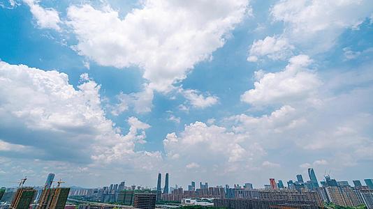 8K震撼移动延时杭州城市全景杭州之门城市天际线云层蓝天白云视频的预览图