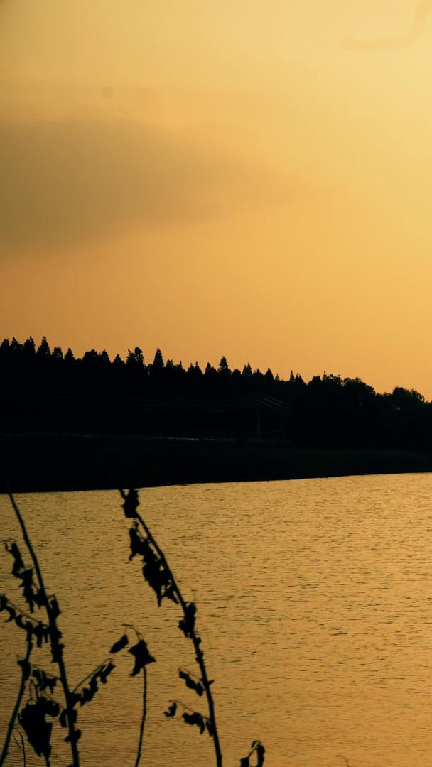 南京石臼湖美丽的夕阳黄昏倒影视频的预览图