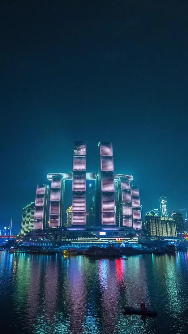 重庆市直辖市两江交汇夜景视频的预览图