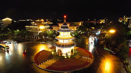扬州城市地标4K航拍夜景文昌阁夜景视频的预览图